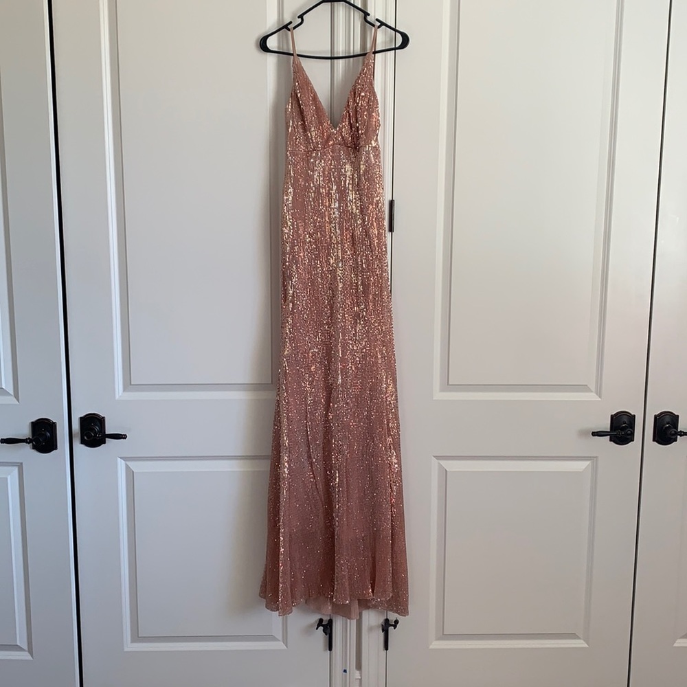 Sparkly Rose gold formal floor length